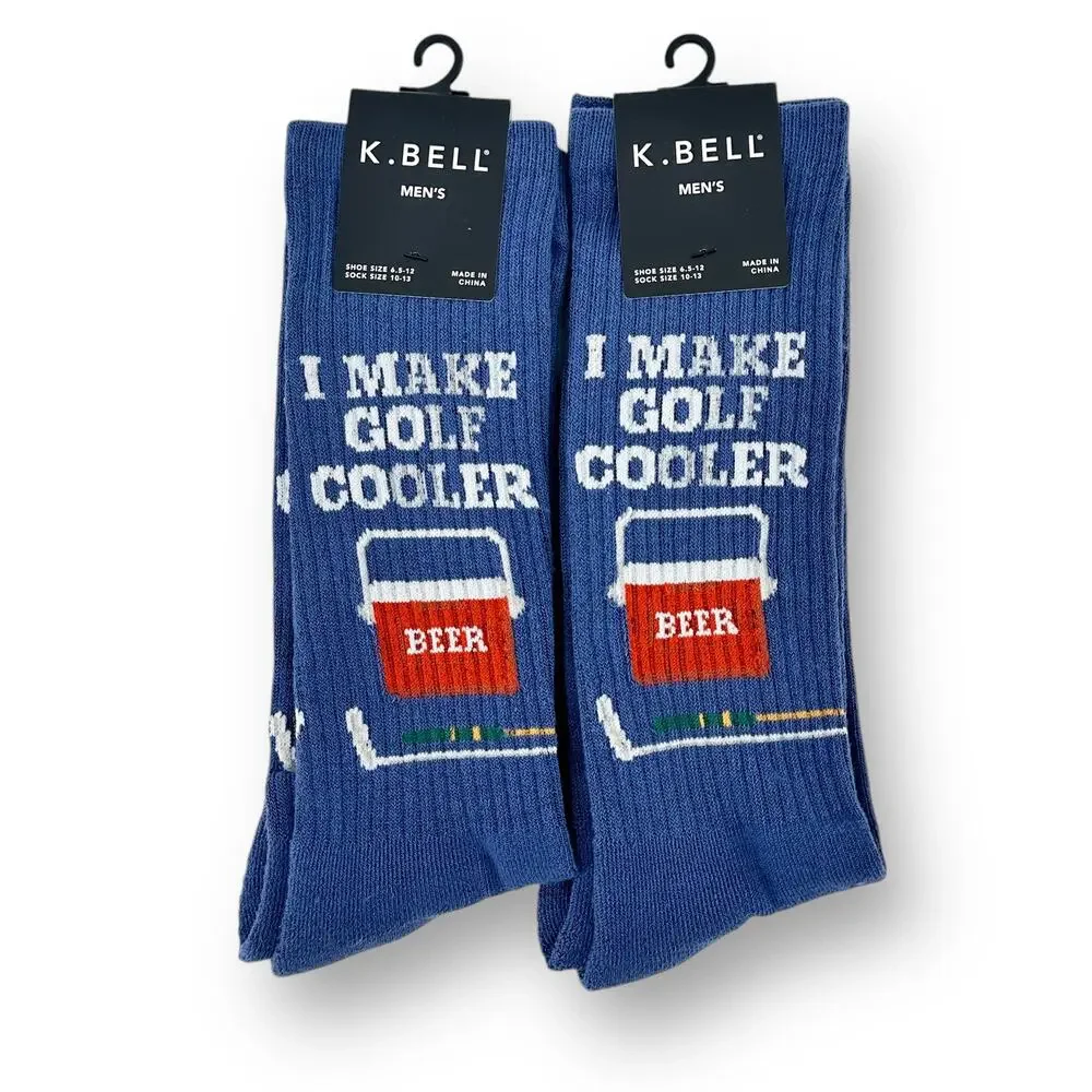 K Bell I Make Golf Cooler Cotton Sock Lot Mens 6.5-12 Dad Jokes Funny